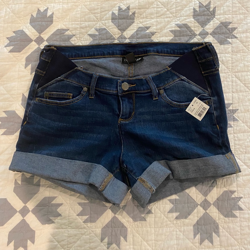NWT Indigo Blue Side Panel Maternity Shorts